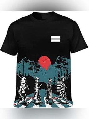 Anime Graphic T-Shirt – Black – Size Large – New